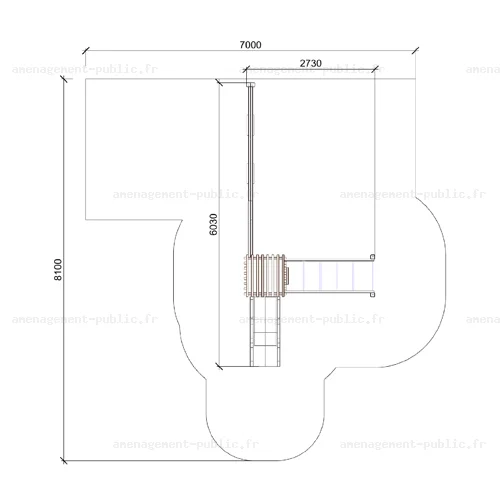 Structure pour aires de jeux extérieurs en bardage bois