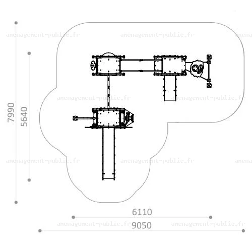 Structure multi-activités pour aires de jeux sur le thème des monstres
