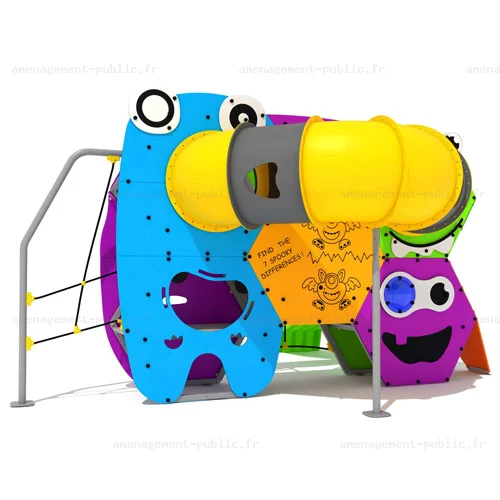 Structure multi-activités pour aires de jeux sur le thème des monstres