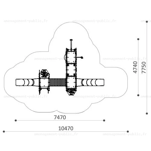 Structure multi-activités pour aires de jeux sur le thème des monstres