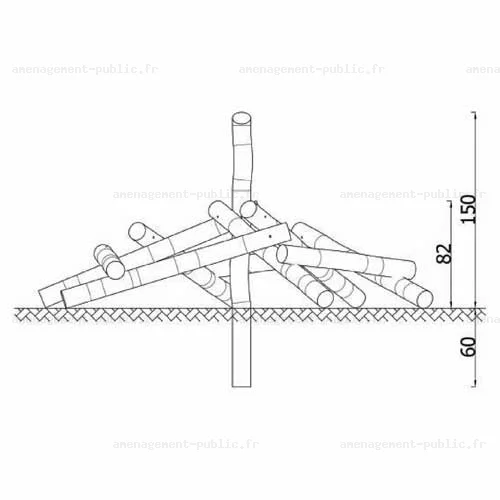 Structure à grimper en rondins de bois pour aires de jeux extérieurs