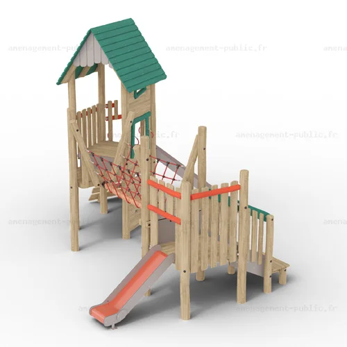 Structure pour aires de jeux extérieurs en bois de robinier