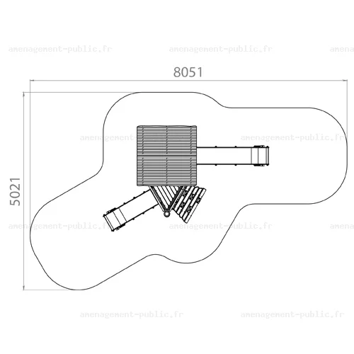 Structure pour aires de jeux extérieurs en bois de robinier