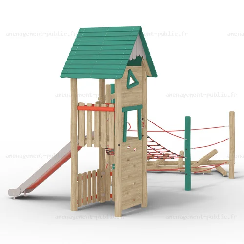 Structure pour aires de jeux extérieurs en bois de robinier