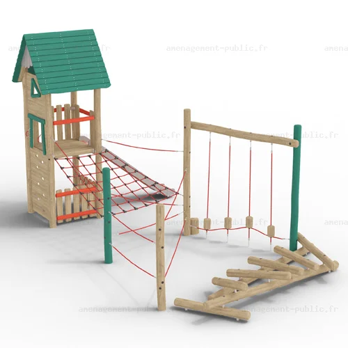 Structure pour aires de jeux extérieurs en bois de robinier