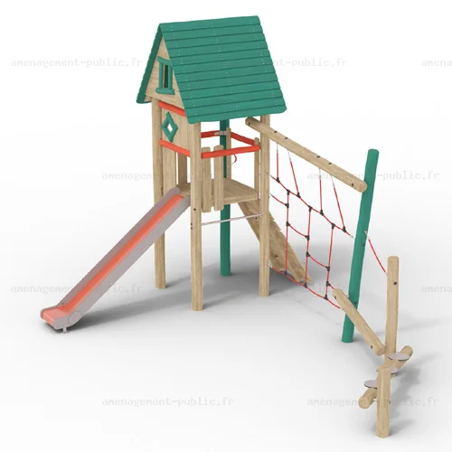 Structure pour aires de jeux extérieurs en bois de robinier