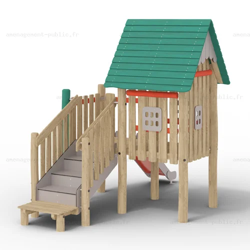 Structure pour aires de jeux extérieurs en bois de robinier