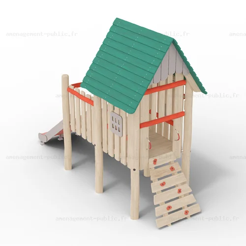 Structure de jeux extérieurs en bois de robinier