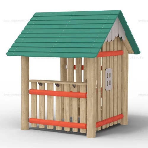 Maisonnette pour aires de jeux extérieurs en bois de robinier