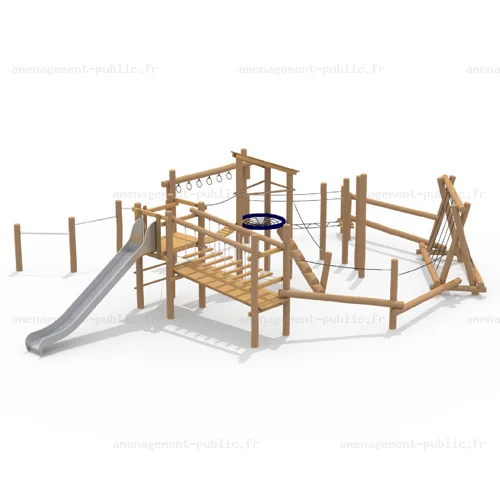 Parcours pour aires de jeux extérieurs en bois de robinier