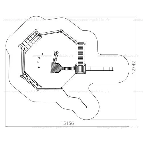 Parcours pour aires de jeux extérieurs en bois de robinier