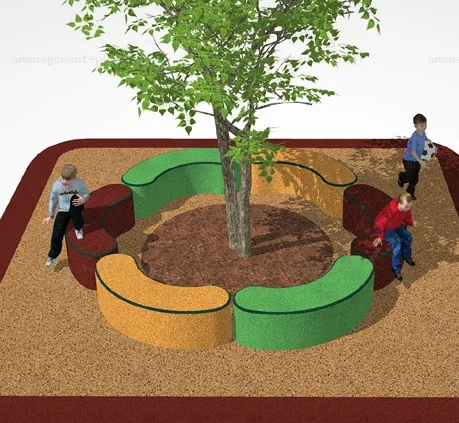 Mobilier en EPDM pour les aires de jeux et les cours d'écoles