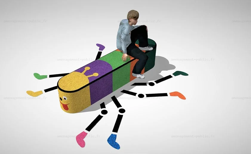 Mobilier en EPDM pour les aires de jeux et les cours d'écoles
