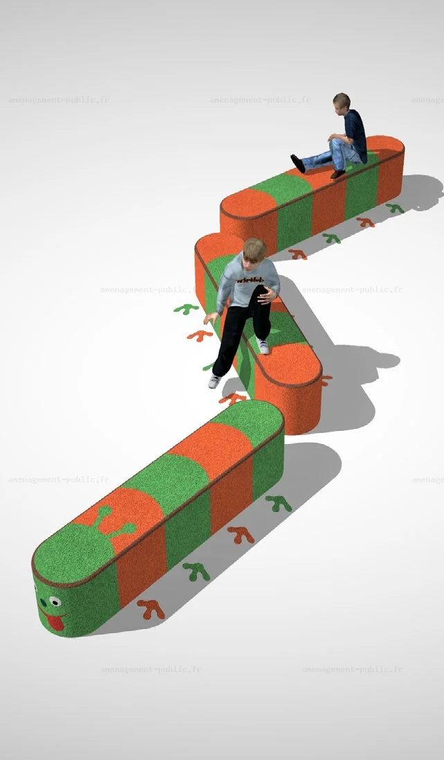 Mobilier en EPDM pour les aires de jeux et les cours d'écoles
