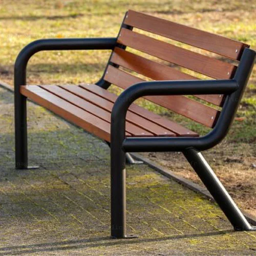 Banquette extérieur en acier et bois pour aménagements urbains