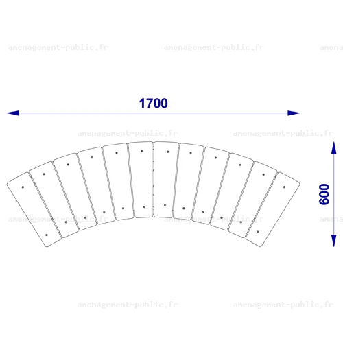 Banc extérieur pour enfant forme courbe