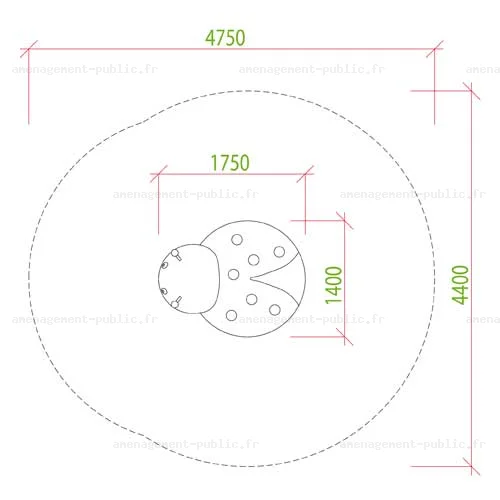 Module 3D Coccinelle en caoutchouc EPDM pour aire de jeux