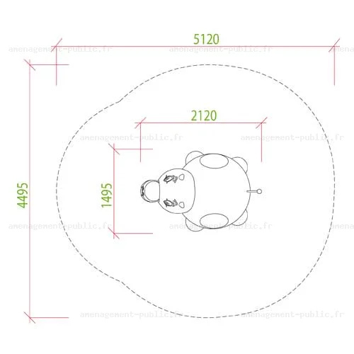 Hippopotame en caoutchouc EPDM pour aire de jeux