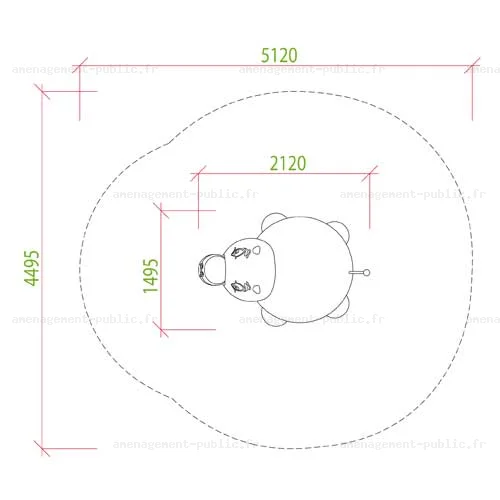 Hippopotame en caoutchouc EPDM pour aire de jeux
