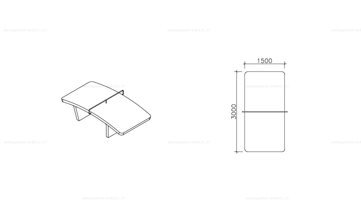 Table de ping-pong incurvée pour la pratique de foot pong